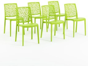 Sedia da giardino in polipropilene London Stone NEW GARDEN, seduta in polipropilene verde lime, set da 6 pezzi