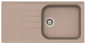 Lavello integrato 1 vasca con gocciolatoio laterale destro o sinistro DELINIA Elba quarzo L 50 x L 100 cm sabbia