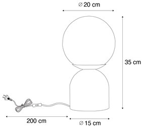 Lampada da tavolo Pallon Trend in bronzo scuro con vetro trasparente