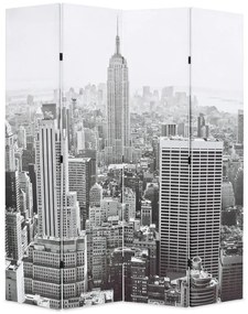 Paravento pieghevole 160x170 cm stampa new york bianco e nero