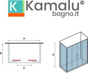 Box doccia 70x190 telaio argento opaco doppio scorrevole | KE-6000A - KAMALU
