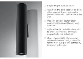 Lampada da parete nera 2 Castro - Sollux