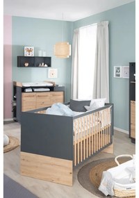 Culla in grigio scuro-naturale 70x140 cm Lenn - Roba