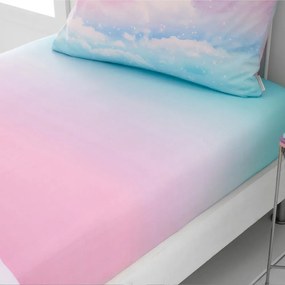Lenzuolo con angoli per bambini blu e rosa per letto singolo 90x190 cm Ombre Rainbow Clouds – Catherine Lansfield