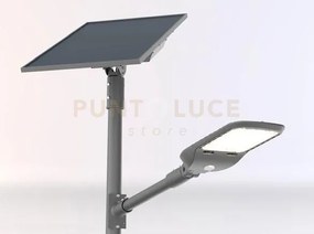 Faro solare stradale led iperion silver 50w 9000lm 4000k pannello s...