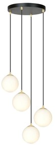 Lampadario a Sospensione in Acciaio e Vetro ROYAL 4 Bianco o Nero 4xE14