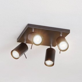 SOLLUX LIGHTING Spot da soffitto Round in nero, 4 luci quadrato