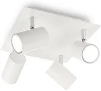 Plafoniera Moderna Spot Metallo Bianco 4 Luci Gu10