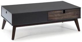 Tavolino grigio antracite con 2 cassetti e gambe in legno di pino Kiara - Marckeric