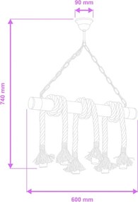 Brilagi - Lampadario a sospensione con catena KOS 6xE27/60W/230V faggio
