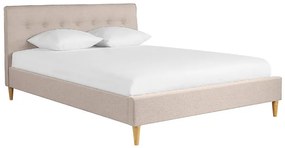 Letto matrimoniale 160x200 cm con testata letto in tessuto beige LEONCE