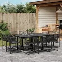 Set da Pranzo da Giardino 11 pz in Polyrattan Nero 3295039