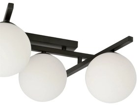 Plafoniera Moderna 5 Luci Smart In Acciaio Nero Bracci Regolabili E Vetro Opale