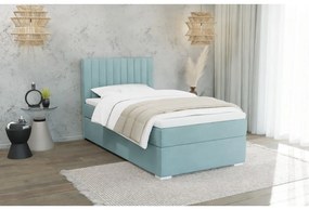 Letto singolo imbottito con contenitore azzurro con materasso e topper inclusi 90x200 cm Bunny – Ropez