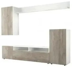 Parete Soggiorno Bridge Bianco e Rovere Chiaro cm 207 x 34 x 170 h