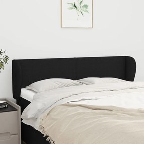 Testiera Ad Orecchio Nera 147x23x78/88 Cm İn Tessuto /