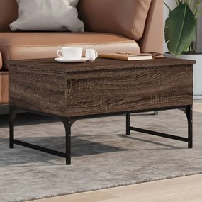 Tavolino Salotto Rovere Marrone 70x50x40cm Multistrato Metallo /