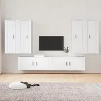 Set di Mobili Porta TV 6 pz Bianco in Legno Multistrato 3188862