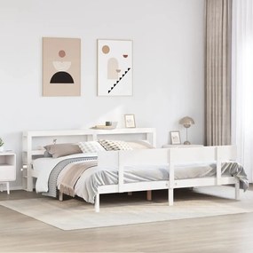 Giroletto Senza Materasso Bianco 200x200 Cm Legno Massello Pino /