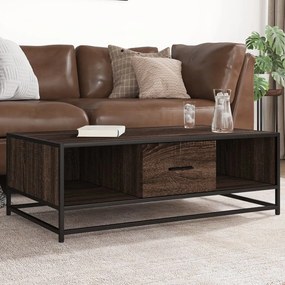 Tavolino Rovere Marrone 100x57x35 Cm Legno Multistrato Metallo /