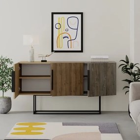 Madia Moderna 3 Ante 150 Cm Tricolore Rovere Noce E Dark Coffee Tontini