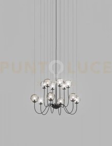 Puppet sospensione 12p multicolore 3 nero opaco 12 luci attacco g9