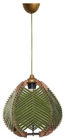 Lampadario verde scuro/di colore naturale con paralume in tessuto ø 25 cm Yola – Opviq lights