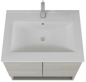Mobile bagno sospeso 60 rovere grigio con lavabo e specchio LED Oslo