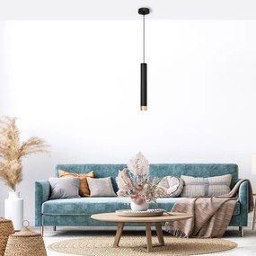 LED Lampadario a sospensione con filo TUBA 1xGU10/4,8W/230V nero/oro