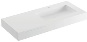 Lavabo a incasso rettangolare L 120 x H 14 x P 46 cm in solid surface bianco