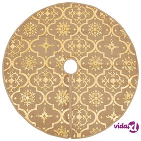 vidaXL Gonna Albero Natale Raffinata con Calza Giallo Tessuto 122 cm