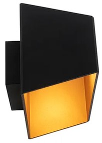 Applique moderna nera con interno oro rettangolare - Alone