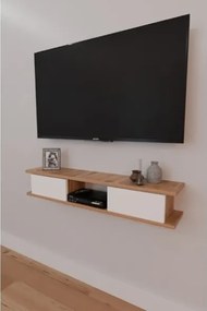 Mobile TV Sospeso 120x20x18 cm 2 Ante E Vano A Giorno Delta Rovere E Bianco