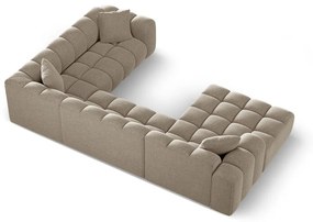 Divano angolare marrone chiaro (con penisola a destra/a U) con rivestimento in ciniglia Treno – Cosmopolitan Design