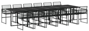 Set da pranzo da giardino 13pz nero in polyrattan