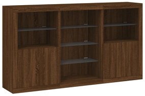 Credenza con luci led rovere marrone 181,5x37x100 cm