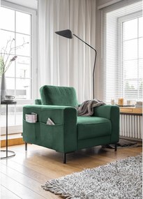 Poltrona in velluto a coste verde scuro Lofty Lilly - Miuform