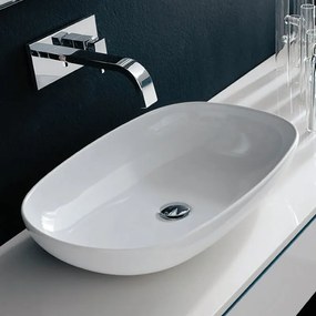 Lavabo da appoggio rio small ovale in ceramica L 60 x H 15 x P 40 cm bianco