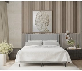 Letto matrimoniale imbottito grigio con contenitore 200x200 cm Musca - Maison de Rêve