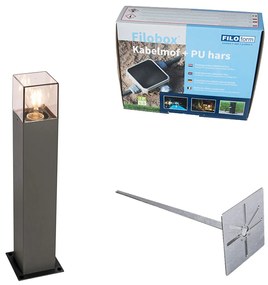 Lampada da esterno 50 cm antracite con picchetto a terra e manicotto per cavi - Denmark