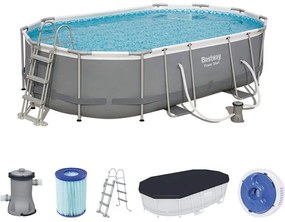 Piscina power steel ovale con telaio portante cm.488x305x107h. - kg.67,2- lt.10.949 - filtro cartuccia(art.56448)