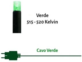 Catenaria Natalizia LED 11.6m IP65 Cavo VERDE Luce VERDE Colore Verde 515 - 520 °K