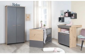 Armadio per bambini color antracite/di colore naturale con effetto rovere 50x190x96 cm Anna – Roba