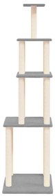 Albero per gatti con tiragraffi in sisal grigio chiaro 183 cm