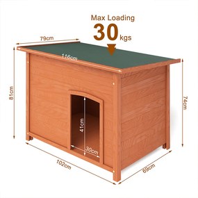 Cuccia per Cani Grande per Esterno 116x79x81 cm con Tetto Apribile in Legno di Cipresso...