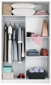 Armadio Guardaroba A 2 Ante Scorrevoli 120 Cm Con Barra Appendiabiti Bianco Lucido TOP