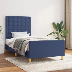 Giroletto Con Testiera Blu 80x200 Cm İn Tessuto /