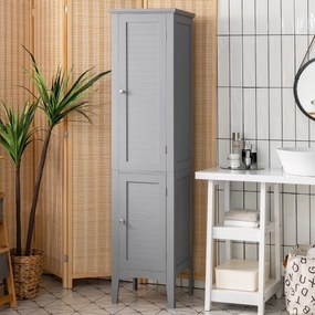 Costway Mobile bagno alto con 2 ante 5 vani, Colonna bagno da terra salvaspazio 37x37x160cm 3 Colori