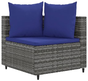 Set divani da giardino 7 pz con cuscini grigio in polyrattan