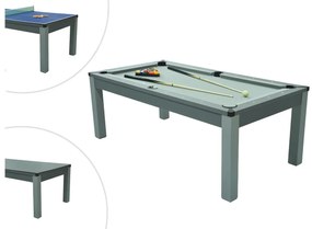 Tavolo trasformabile - Biliardo e Ping pong - 213x112x81,5cm - Grigio -  BALTHAZAR